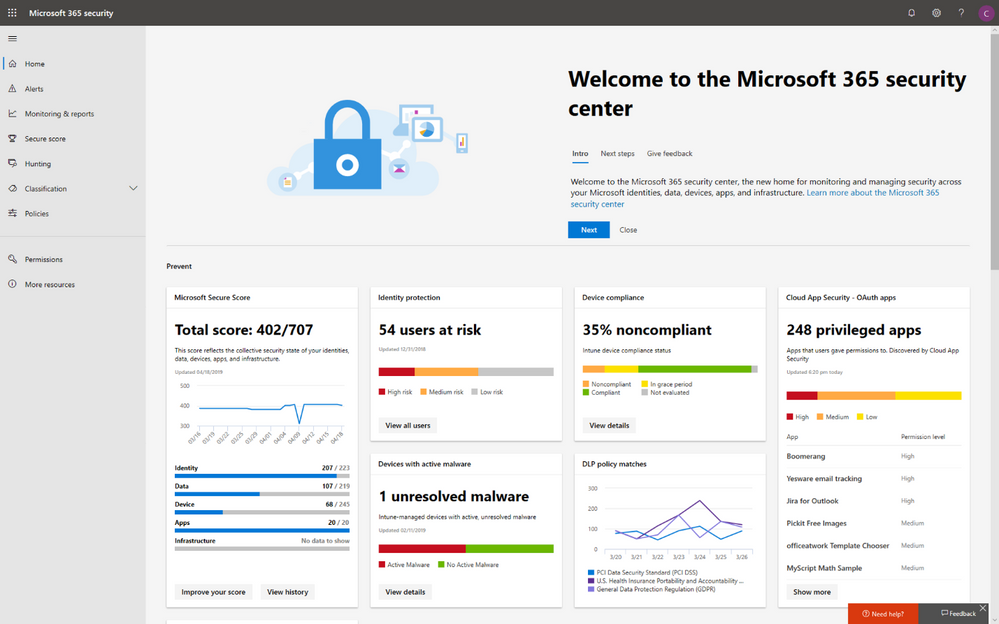 2019 - Blog 02 - Een nieuw thuis voor een geheel nieuwe look voor Microsoft Secure Score - Final - Image 01.png