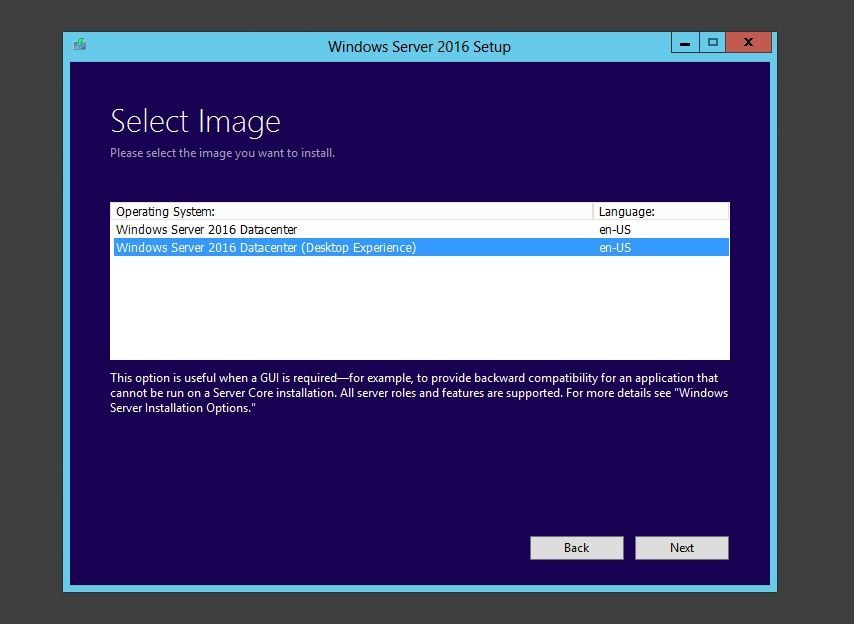 Windows Server 2016 chọn Image Edition. jpg