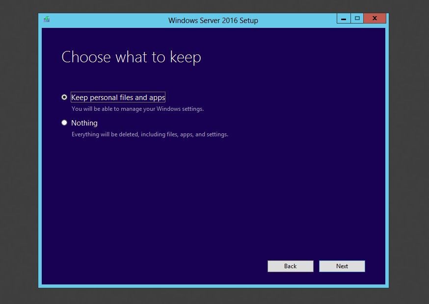 Windows Server 2016 giữ các tệp cá nhân tại chỗ uprgade. jpg
