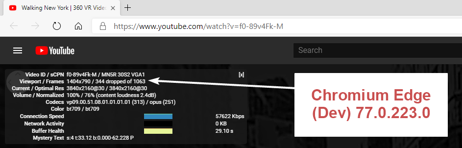 Youtube 4k 360 Videos Drop 30 Frames In Chromium Edge Google