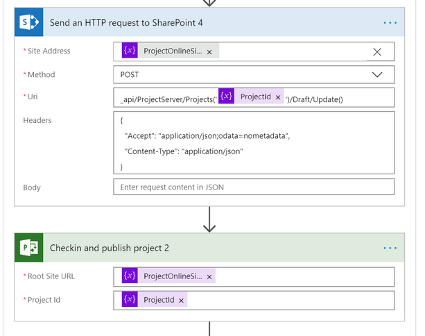 Screenshot of the final steps in the Power Automate flow to create the task under the summary