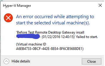 VM Checkpoints Names in the Hyper-V Manager Window...