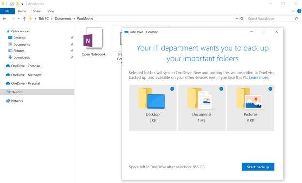 The Known Folder Move option, aka "PC folder backup" can now help migrate OneNote files from your desktop.