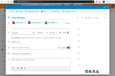 Sending a Meeting Invite from Outlook Online