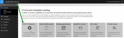 Microsoft Healthcare Bot template catalog