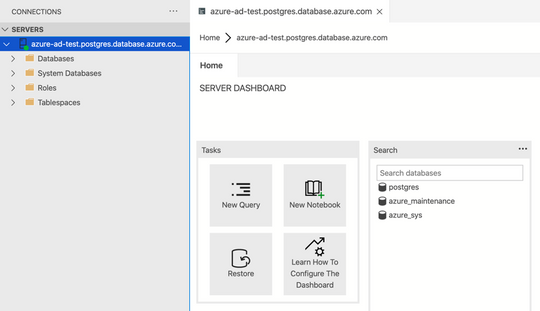 Successful connection using Azure AD