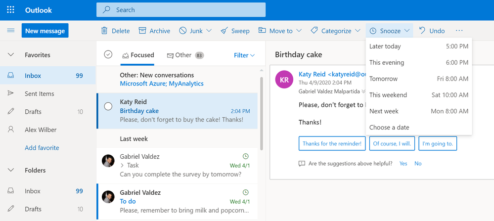 Image 10 - Snooze in Outlook on the web or customize swipe action in Outlook on your phone to snooze messages.png