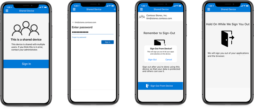 In this example, a user is logged into a shared Android device. At the end of a shift, the user clicks the ‘sign out’ button in the app to make sure that the next user does not have unauthorized access to company or customer data.