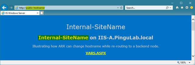 Test the site, the internal routing changing the host header