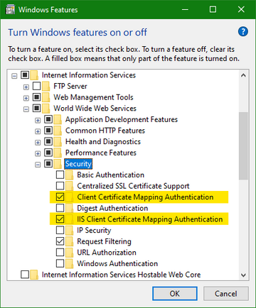 The 2 client certificate mapping features in IIS