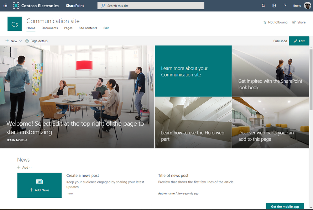 SharePoint Communication Site - Teal Theme