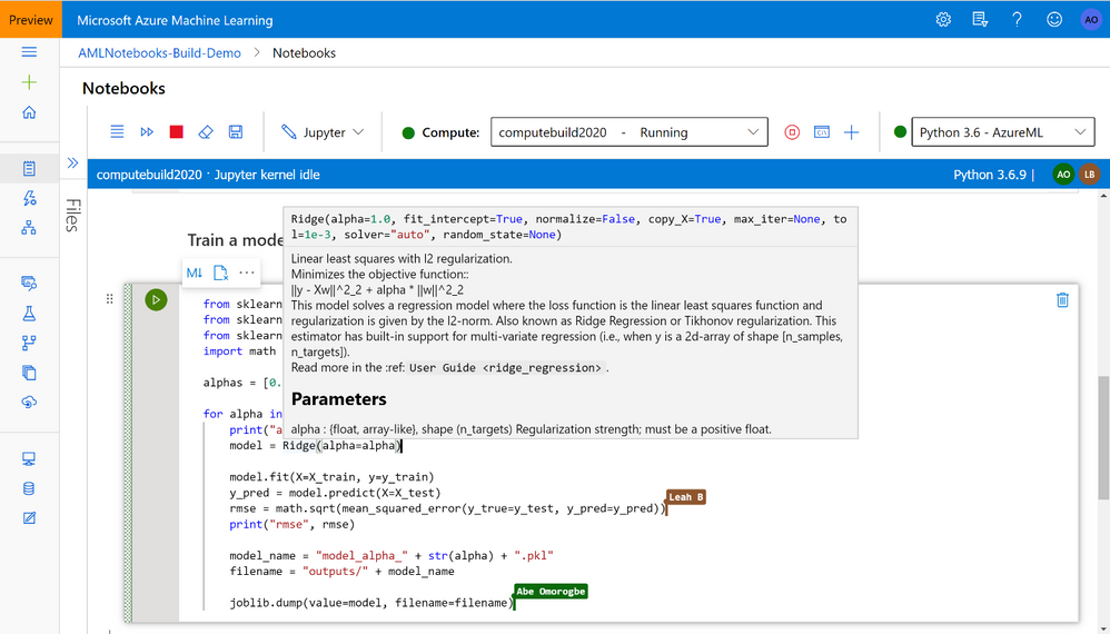 Azure Machine Learning's new preview integrated Jupyter notebooks will soon offer collaboration capabilities