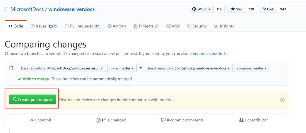 Comparing Changes GitHub