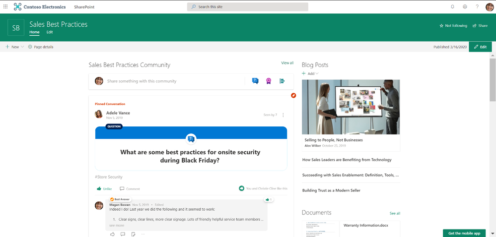 Leverage Yammer communities to share knowledge and best practices alongside helpful resources.