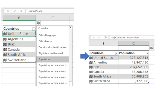 It&rsquo;s easy to pull fields out to a column of a Table &ndash; Excel writes the formula for you