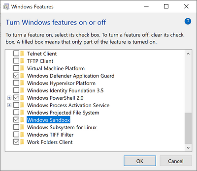 Optional Windows Features Sandbox