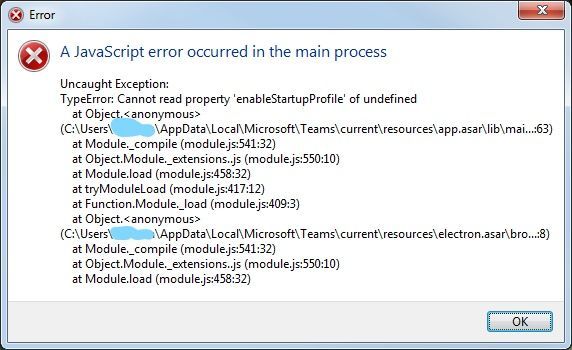 Javascript Error When Starting Teams Microsoft Tech Community